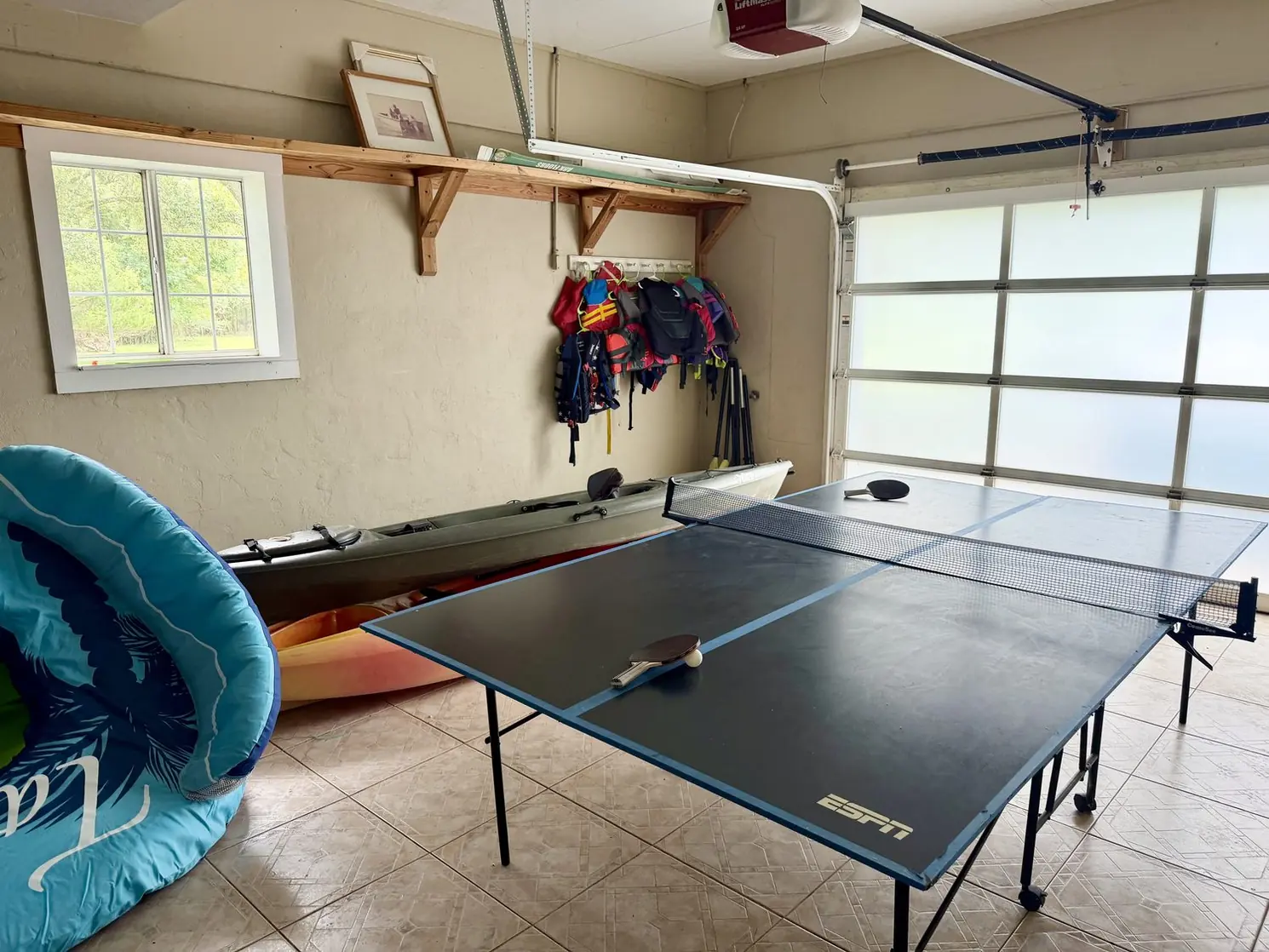 The ping pong table on the covered ground floor